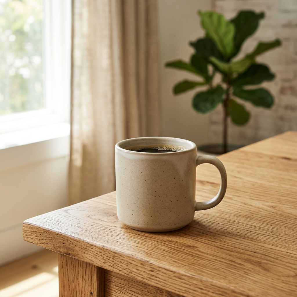Photoreal product photo of a ceramic mug generated with Nano Banana 2.1